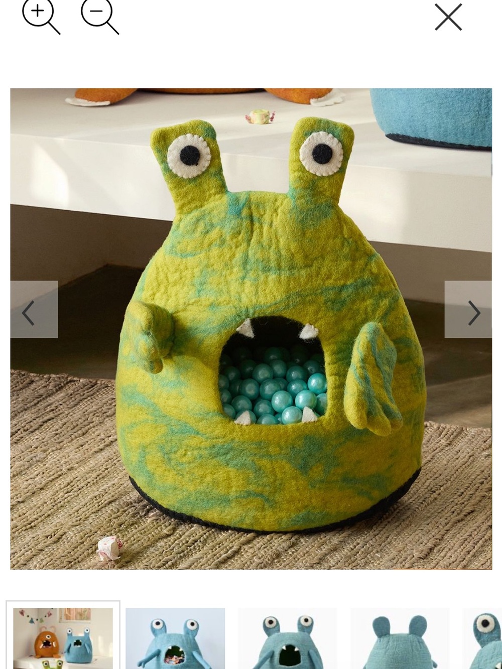 West Elm Green Marble Plush Monster Pet Cave